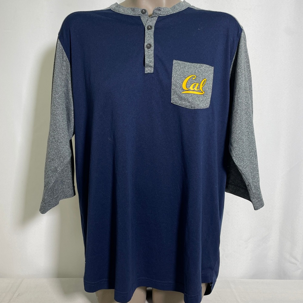 Cal Golden Bears NCAA Nike Dri-FIT Navy Gray 3/4 Sleeve Henley Shirt Women's XL